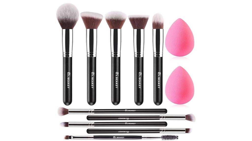 makeup brushes and sponges