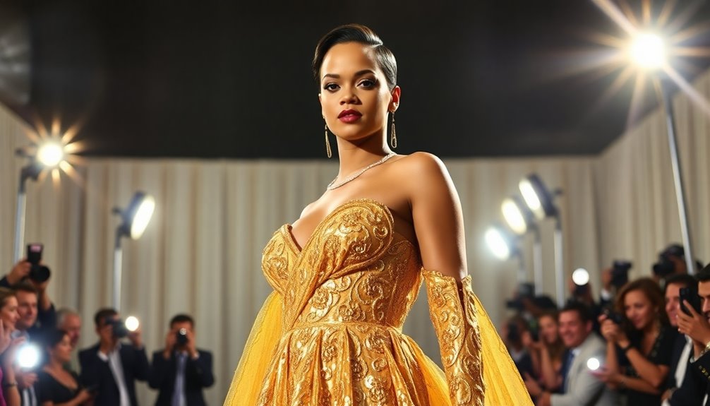 rihanna s stunning golden gown