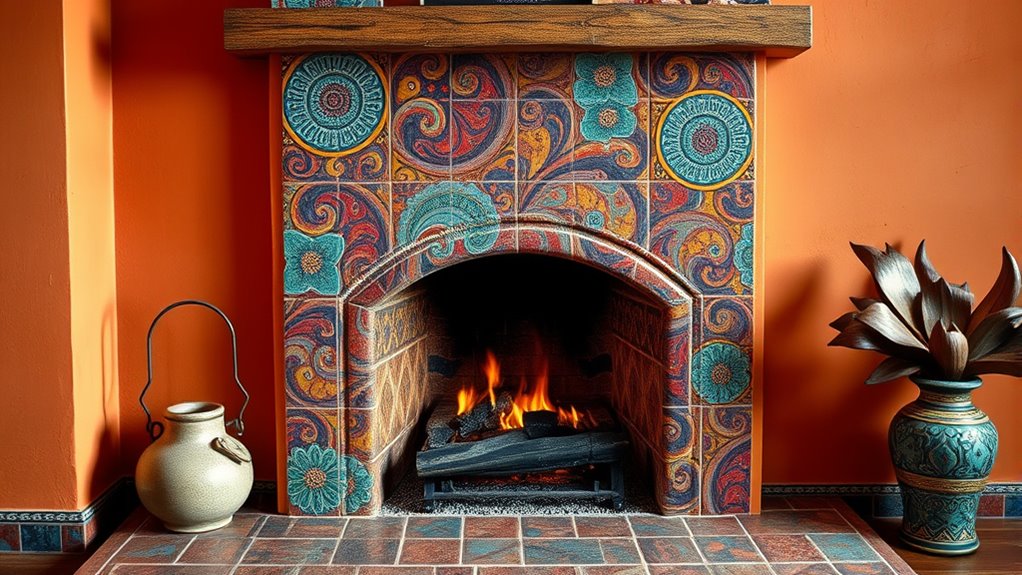 artistic handpainted textured tiles