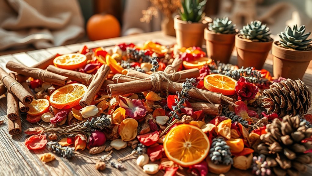 assembling fragrant fall decor