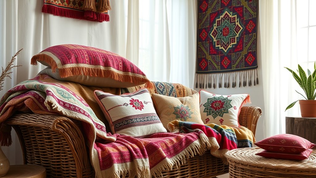 bohemian textile layering ideas