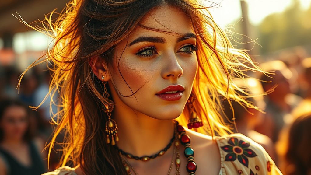 boho festival accessory layering