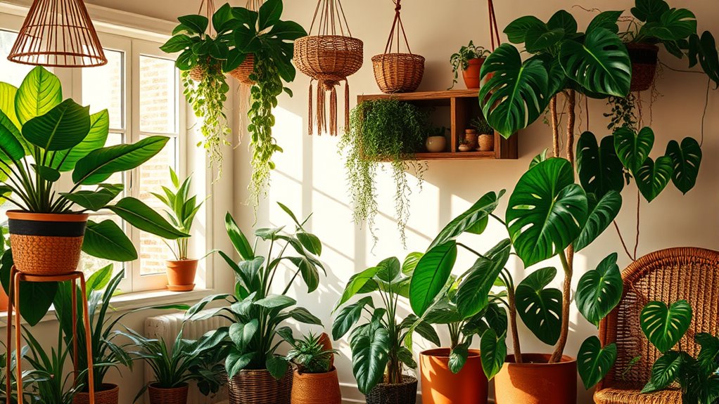 boho indoor plant decor