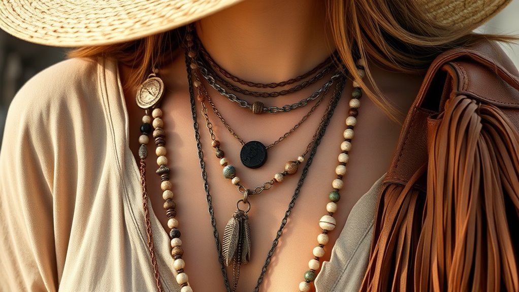 boho layered necklace styling