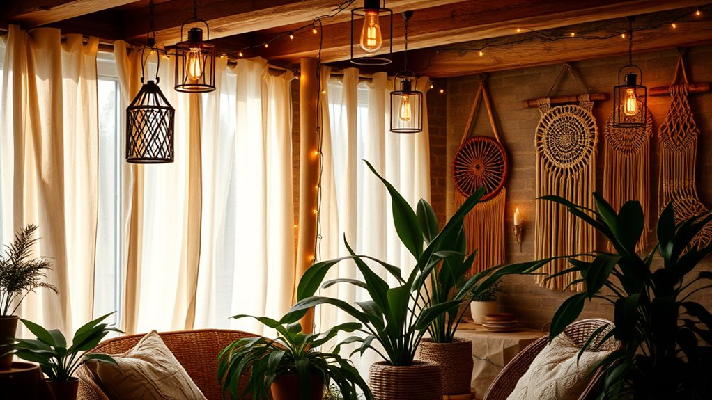 boho lighting with lanterns