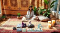 boho spiritual crystal tarot