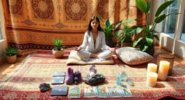 boho spiritual crystal tarot