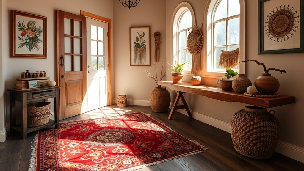 colorful layered textured rugs