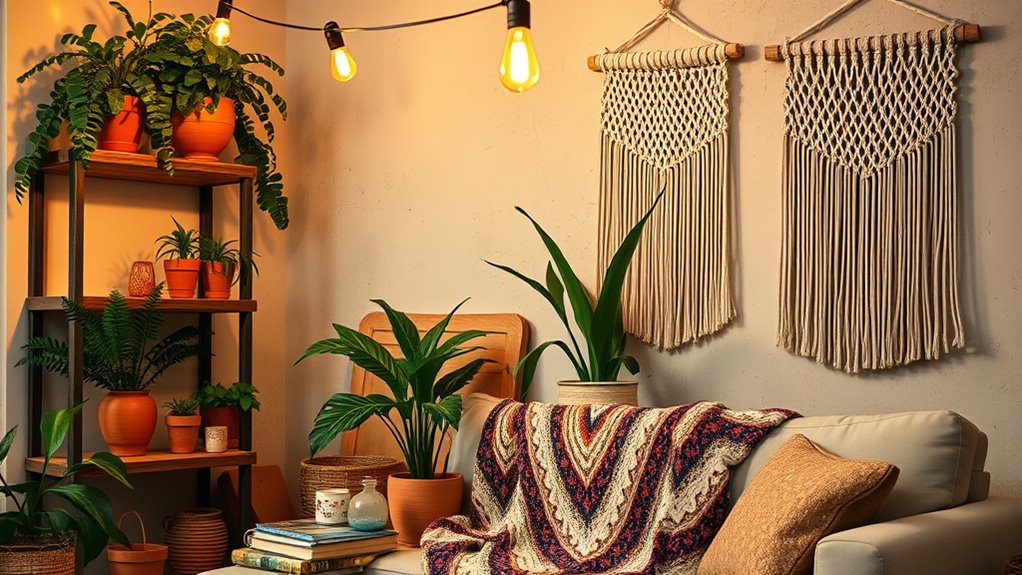 cozy lighting and greenery