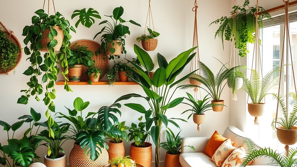 eclectic lush layered greenery