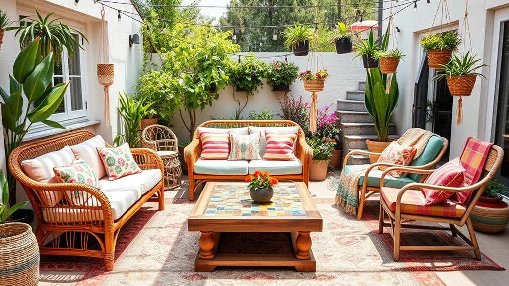 eclectic outdoor furniture mix