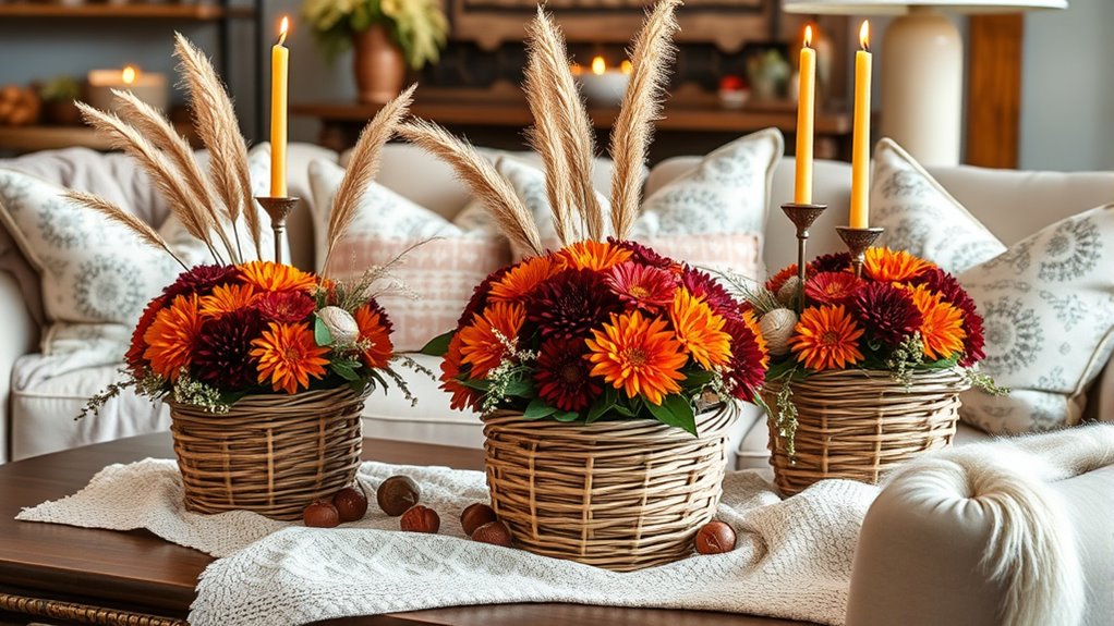 fall candlelit centerpiece decor