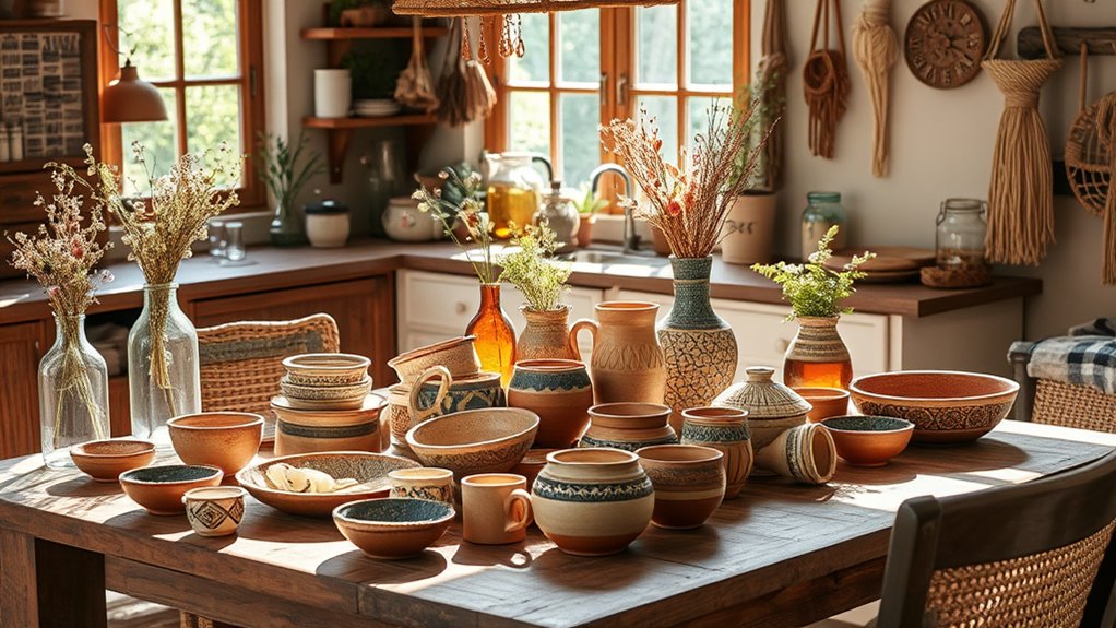handmade pottery and artworks