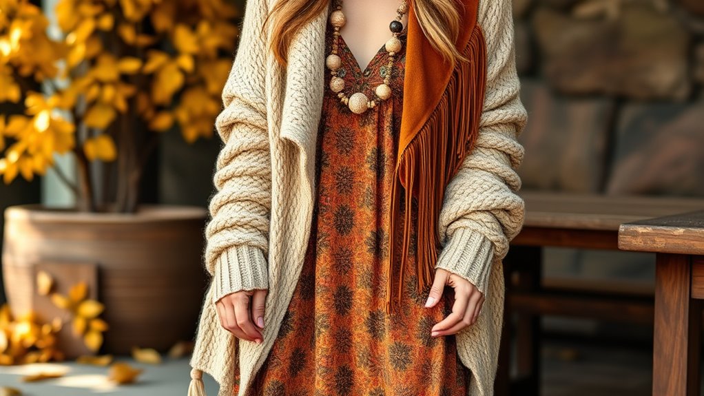 layered autumn boho outfits