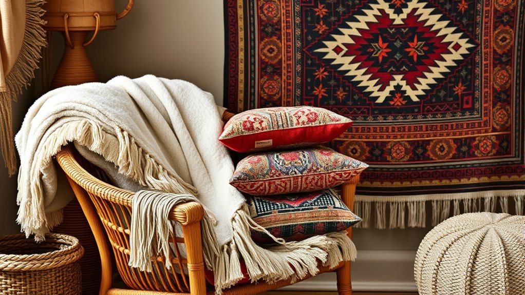 layered cozy textured throws