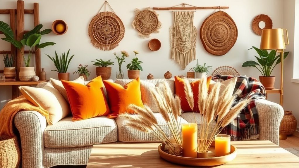 layered fall inspired decor accents