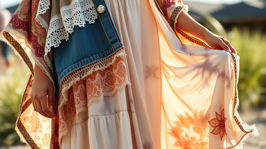 layered patchwork flowing fabrics