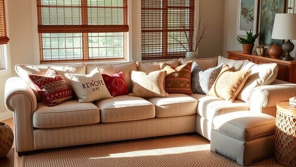 layered patterned textured pillows