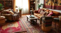 layered rugs and textiles