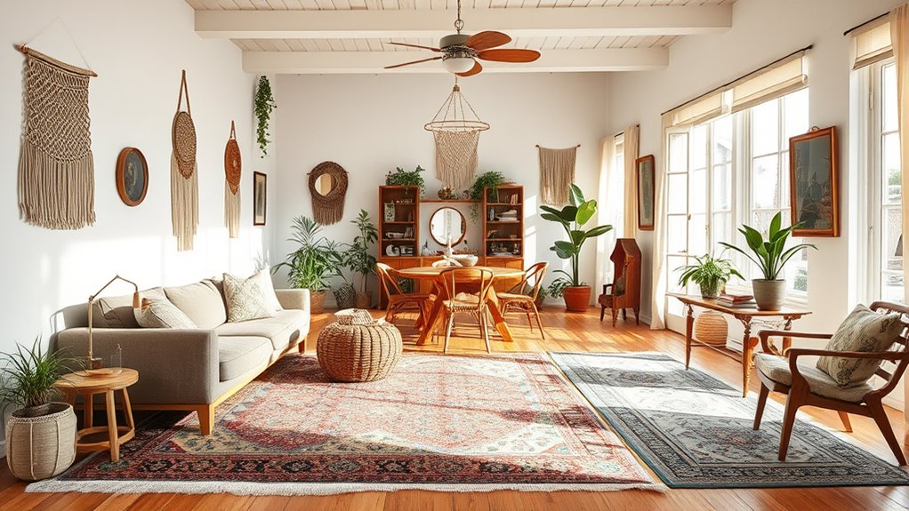 layered rugs define zones