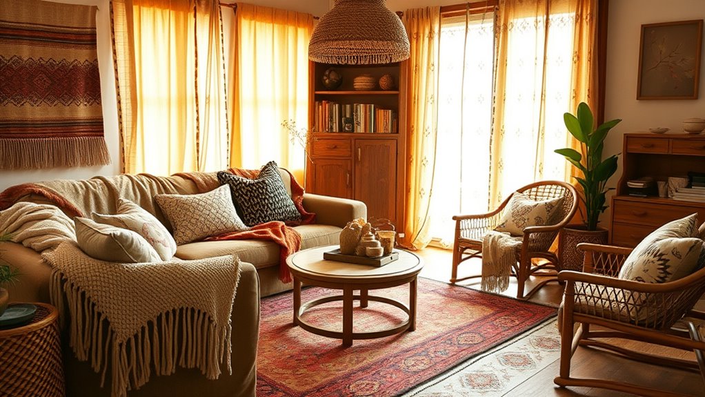 layered textiles and natural materials