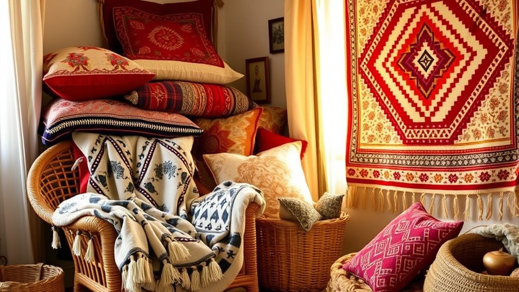 layered textured boho textiles