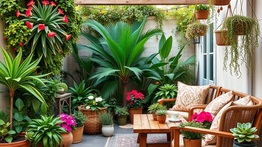 lush greenery and blooms