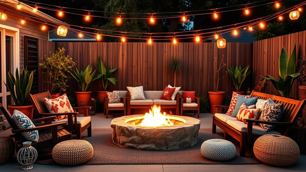 outdoor boho fire lounge