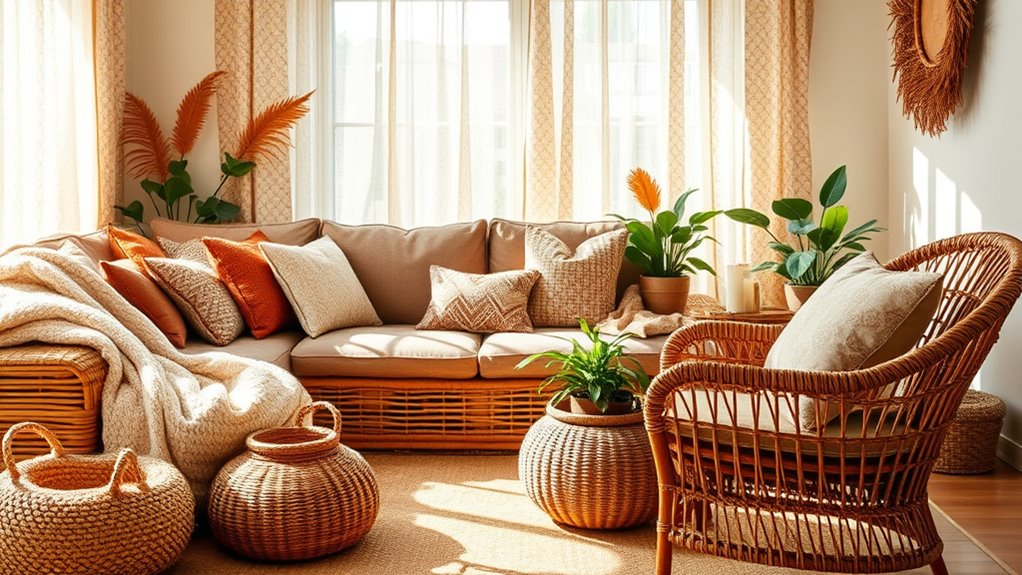 rattan adds cozy elegance