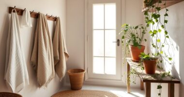 towels rugs plants