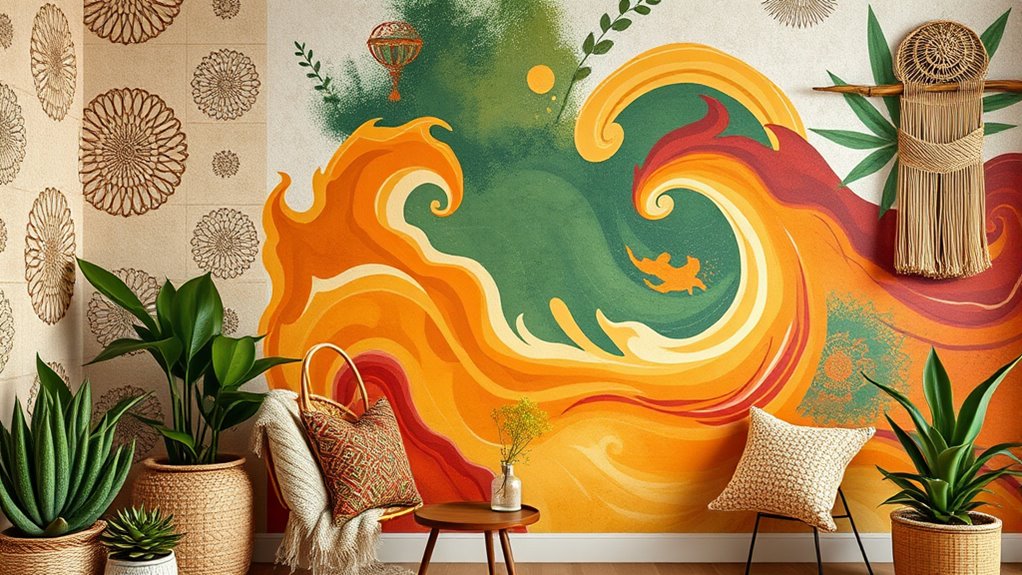 vibrant earth tone accents