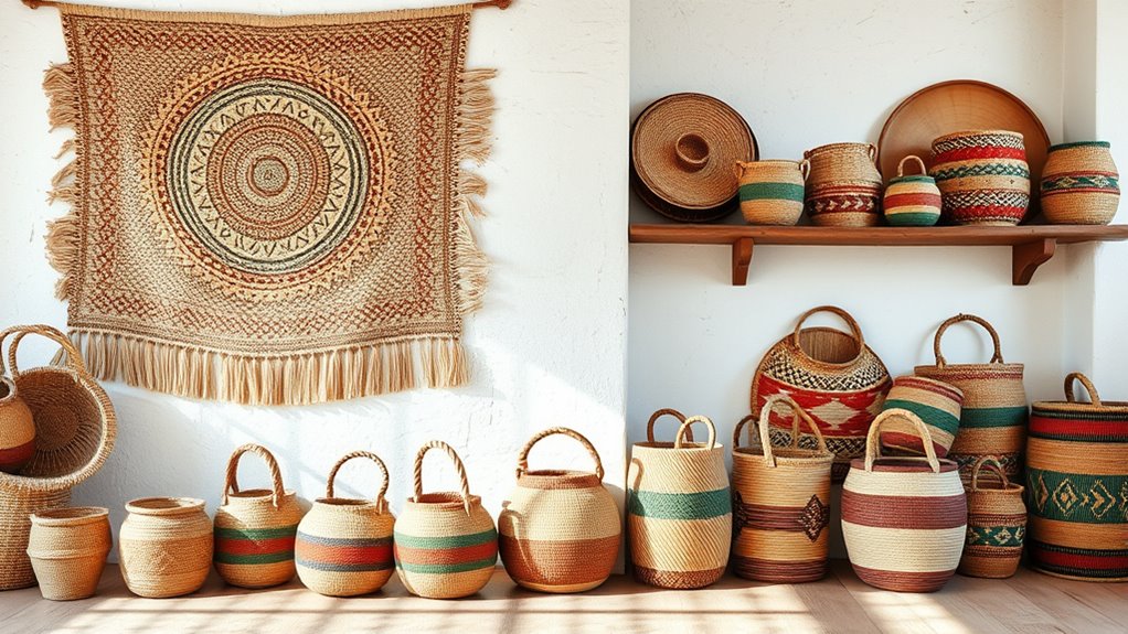 woven baskets as stylish decor