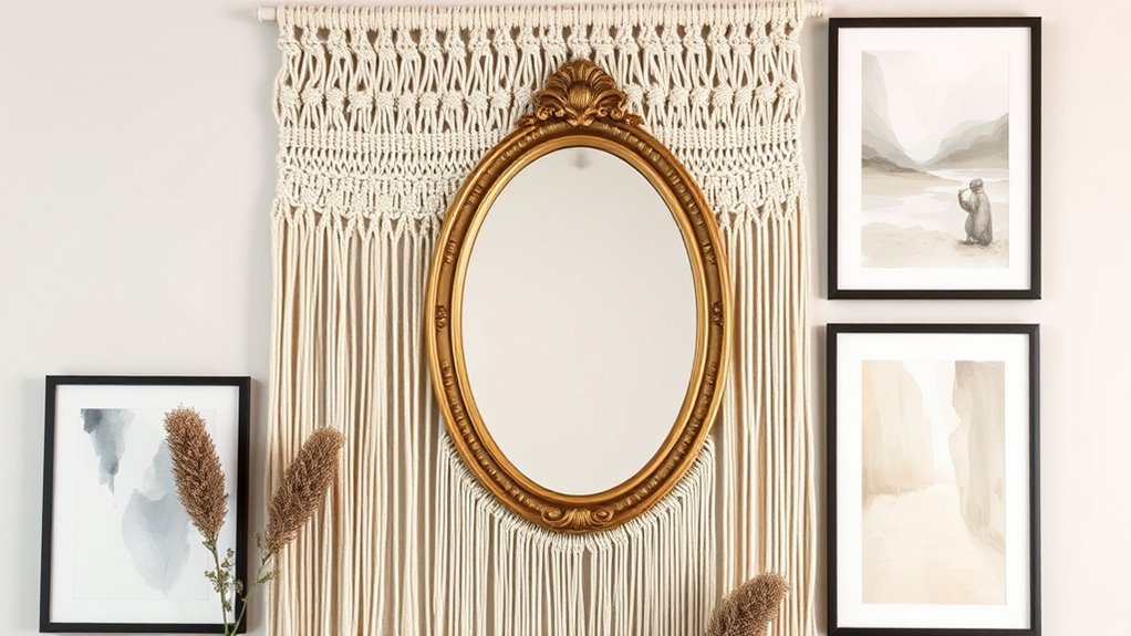 macram mirrors art arrangement