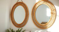 small room rattan mirror placement