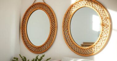 small room rattan mirror placement