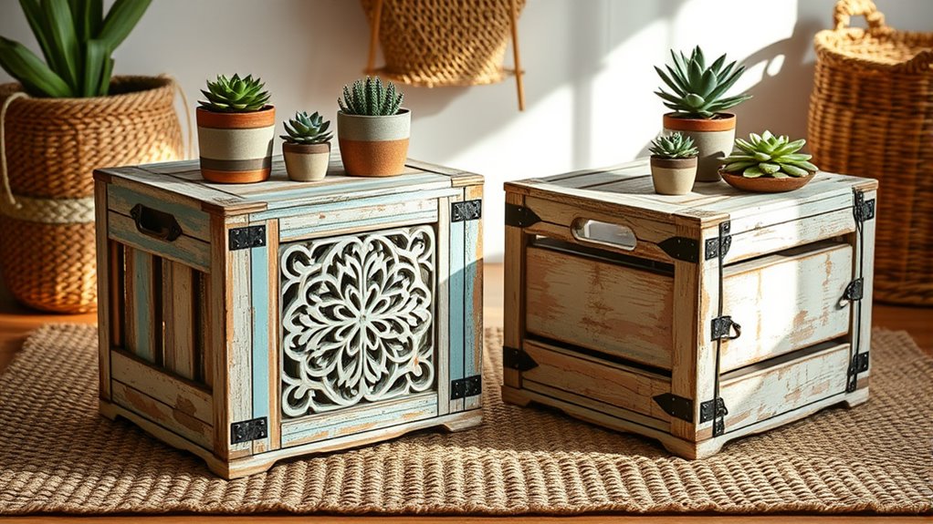 vintage crate boho side table
