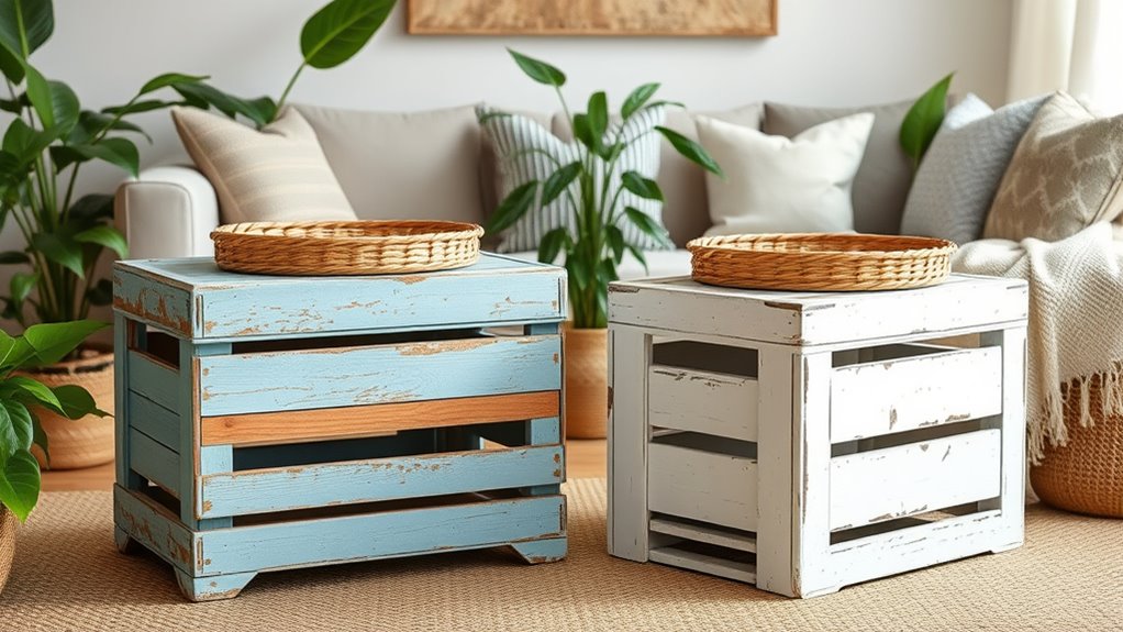 vintage crate boho tables