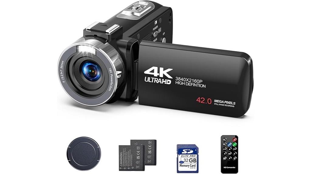 4k camcorder with accessories