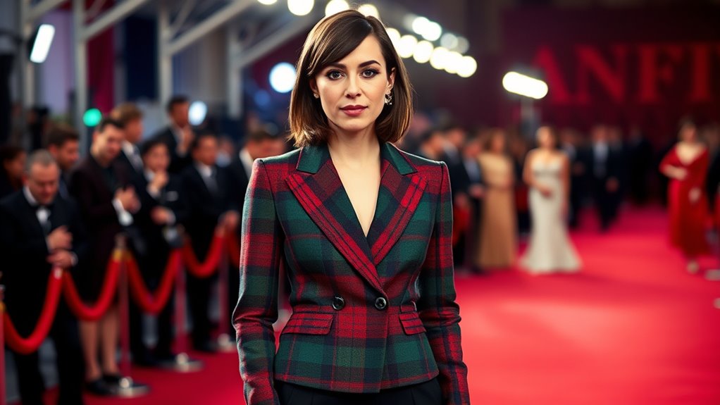 aubrey plaza s plaid dress