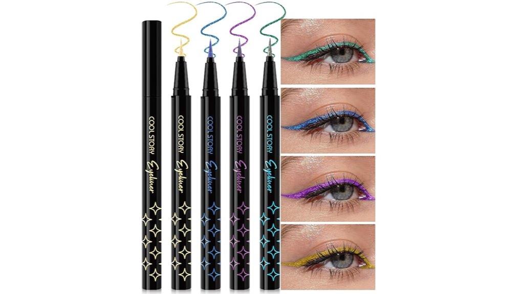 four glitter liquid eyeliners