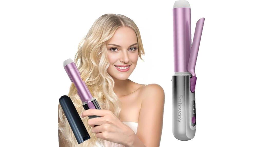 portable purple cordless curling iron