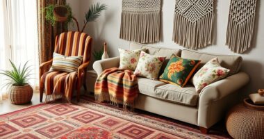 boho room pattern mixing