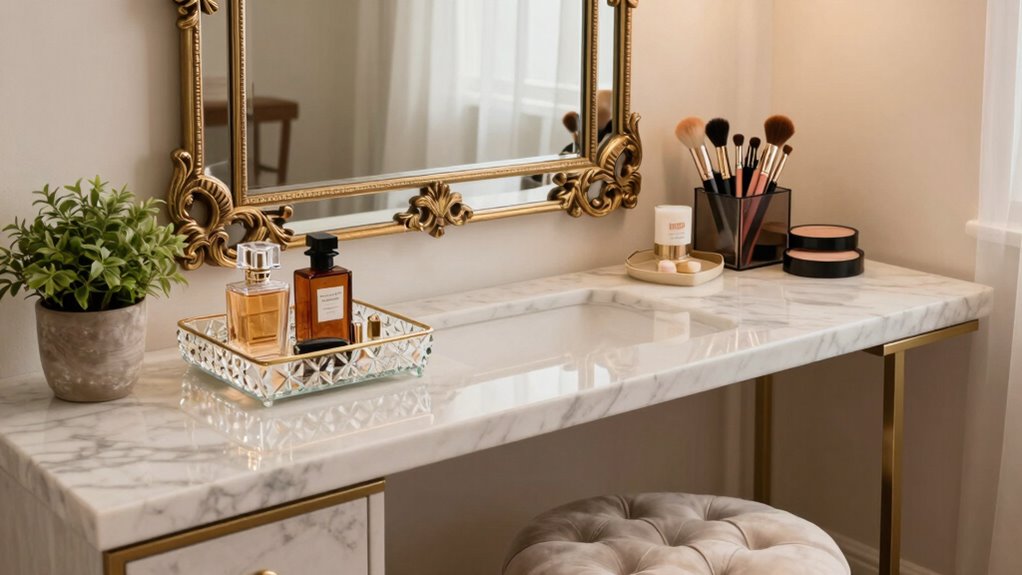 balanced organized vanity space