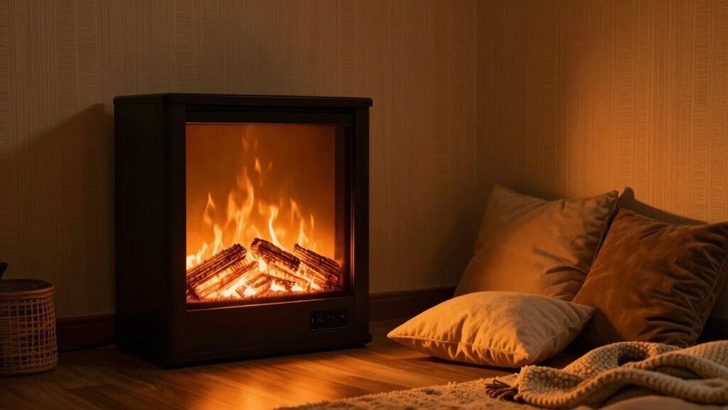 cinematic bedroom fireplace ambiance