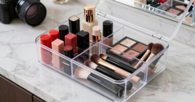 efficient travel makeup storage