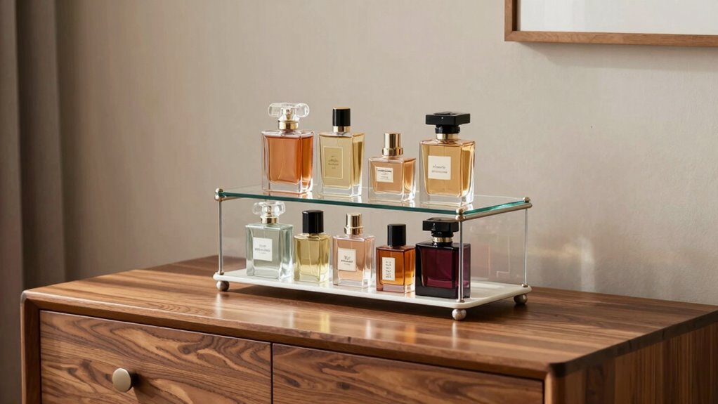 elegant organized perfume display