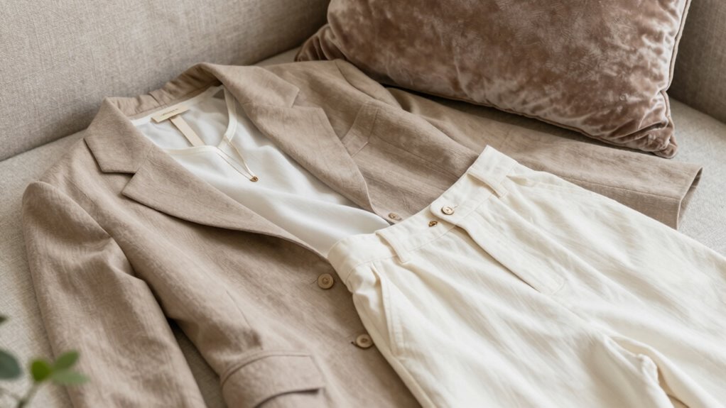 neutral tones with contrasting textures