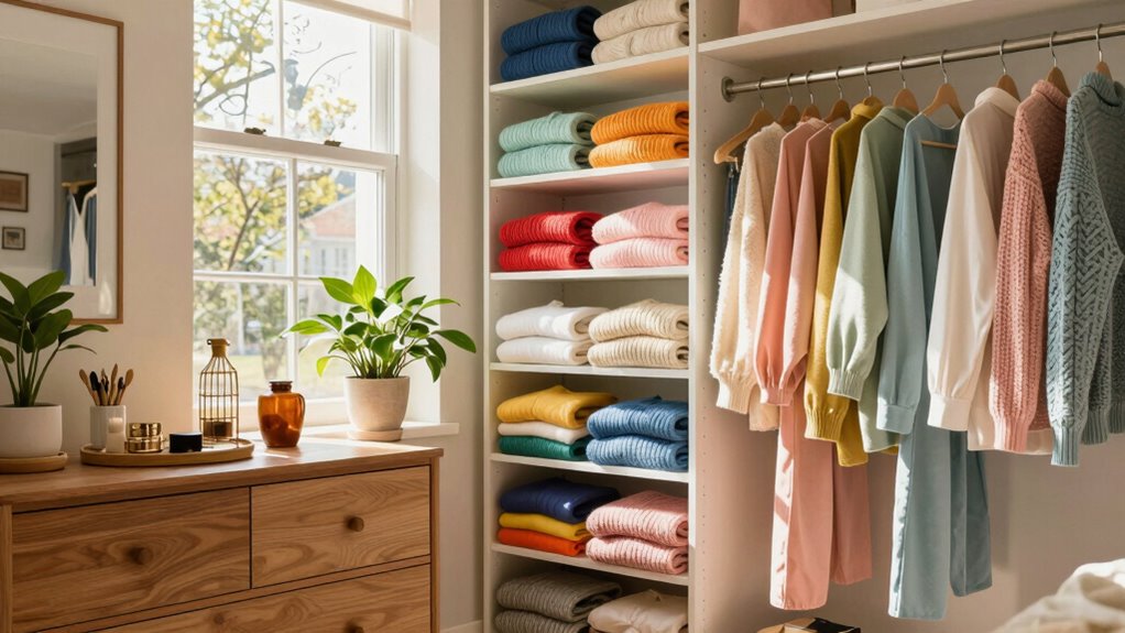 organized colorful wardrobe inspiration