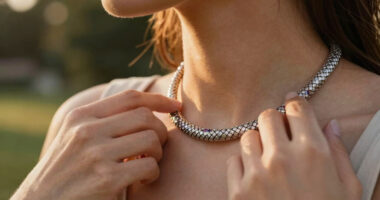 A Snakelike Necklace With Bejeweled Scales