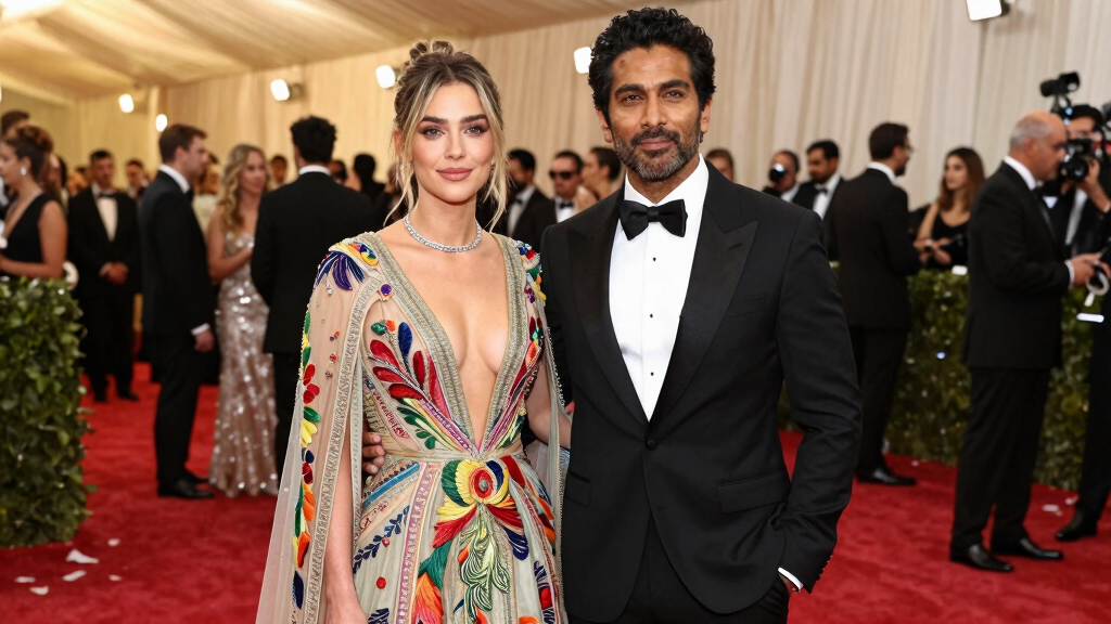 Halsey and Fiancé Avan Jogia Coordinate in Rahul Mishra Couture at Gold Gala